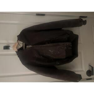 Carhartt Men's Brown Hooded Work Jacket with Zip Front